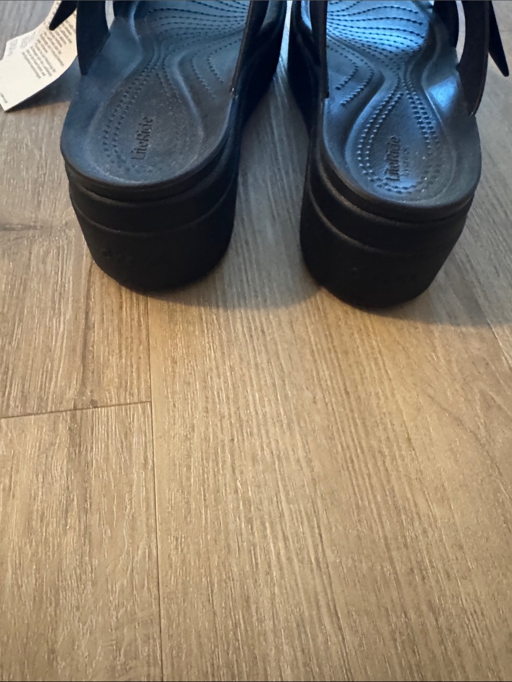 CROCS Black Double Strap Slide Sandals with Silver Stud Fasteners - Picture 6 of 10